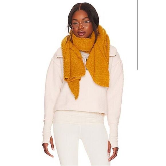 Free People Ripple Recycled Blend Blanket Scarf Barely Goldenrod Soft Boho Fall - Picture 1 of 5